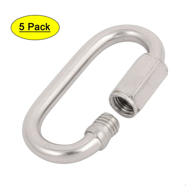 5pcs 304 Stainless Steel Spring Snap Quick Link Lock Ring Carabiner Silver Pack